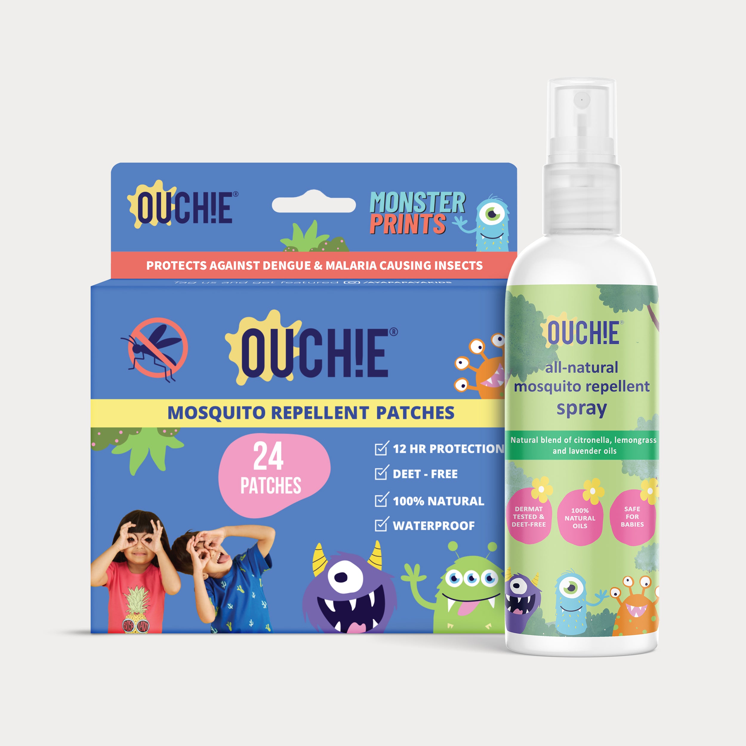 Double Combo: Monster Party Patches (Pack of 24) and Spray (100ml)
