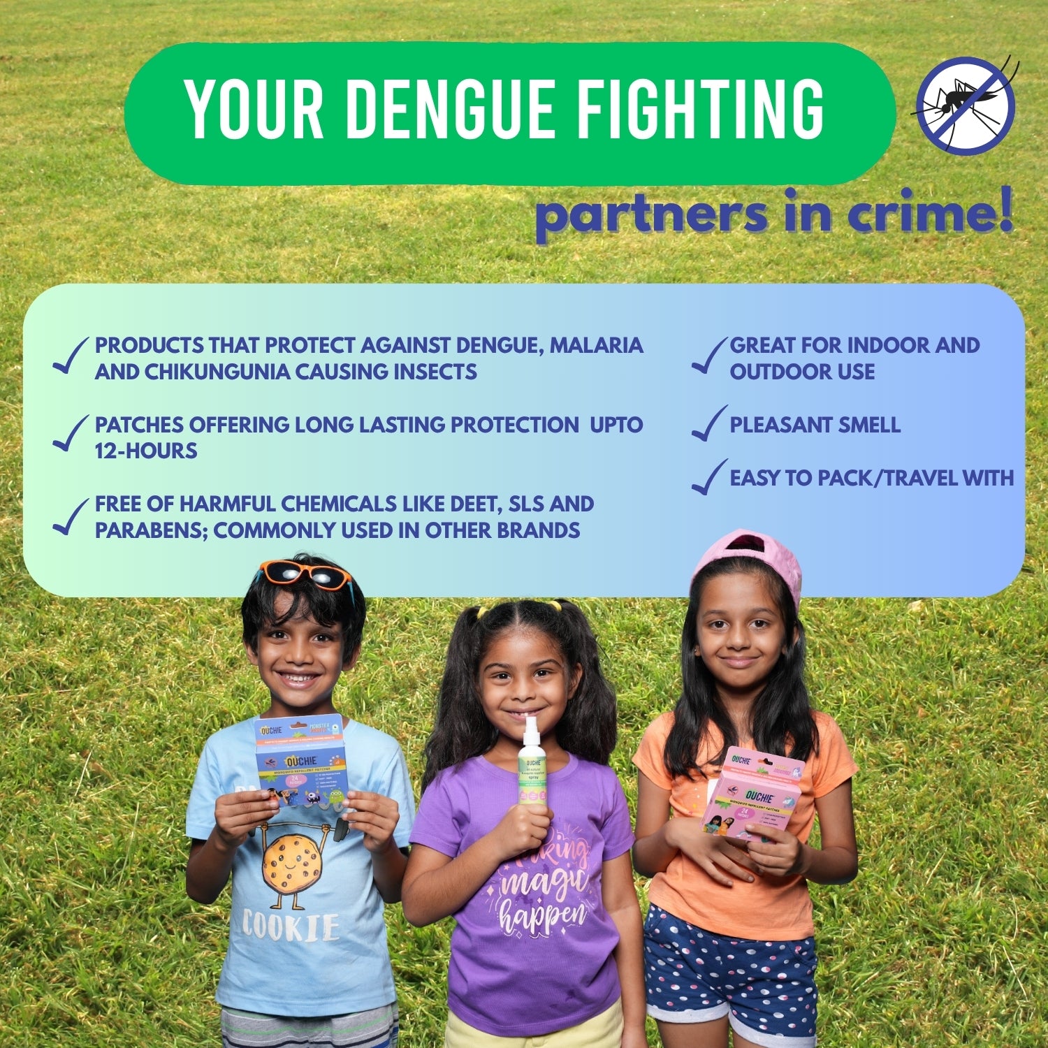 Triple Pack: Monster Party & Fantasy Creature Patches (48 Patches) and Mosquito Repellent Spray (100ml)