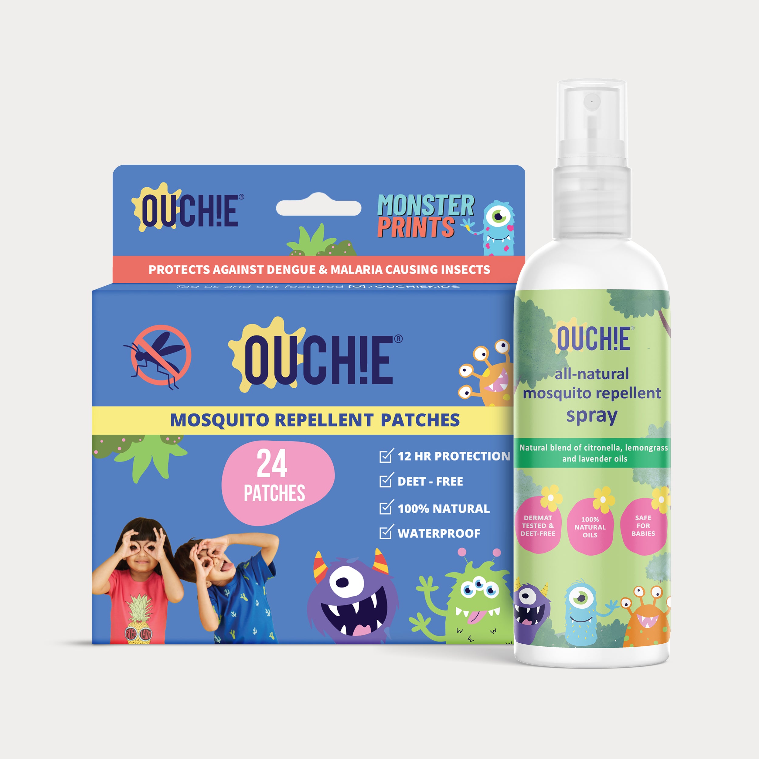 Double Combo: Monster Party Patches (Pack of 24) and Spray (100ml)