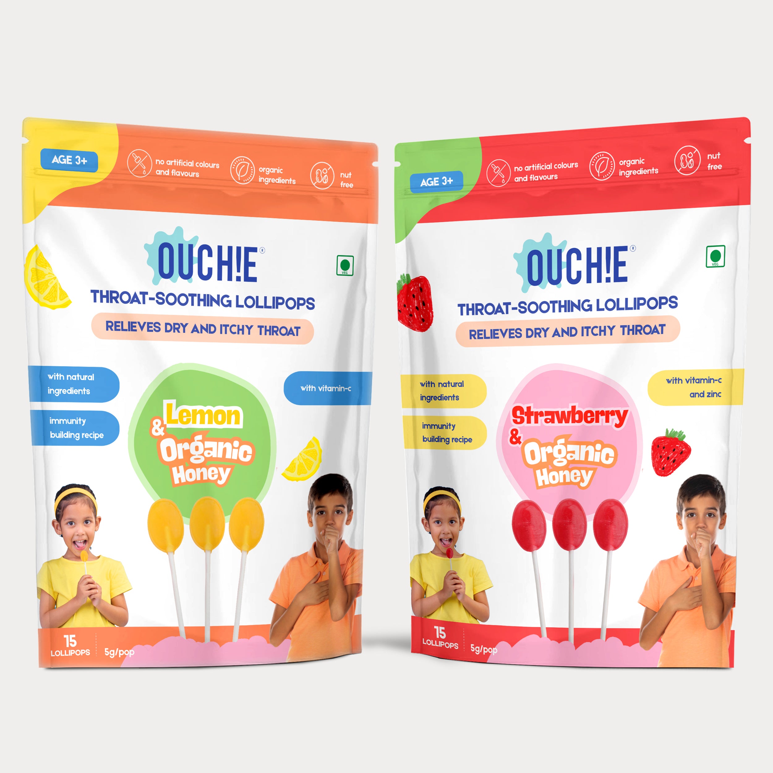 Double Combo: Lemon & Organic Honey (Pack of 15) + Strawberry & Organic Honey (Pack of 15)